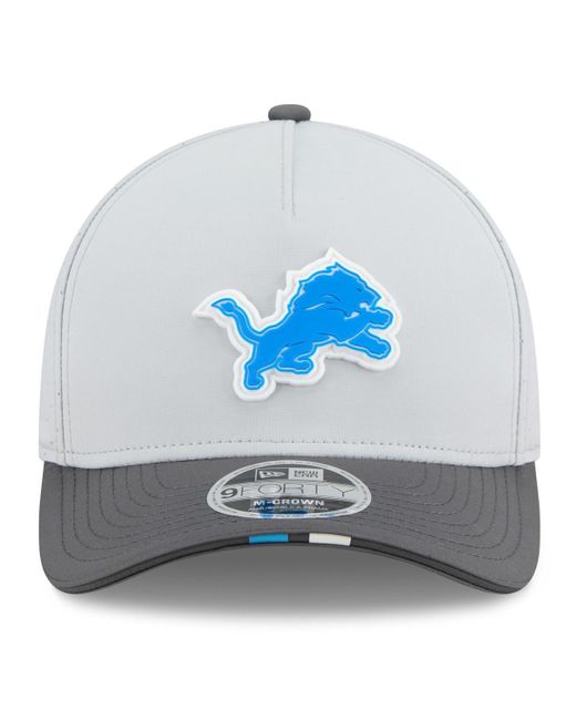 KTZ Blue Gray/graphite Detroit Lions 2025 Nfl Training Camp A-frame 9forty Adjustable Hat for men