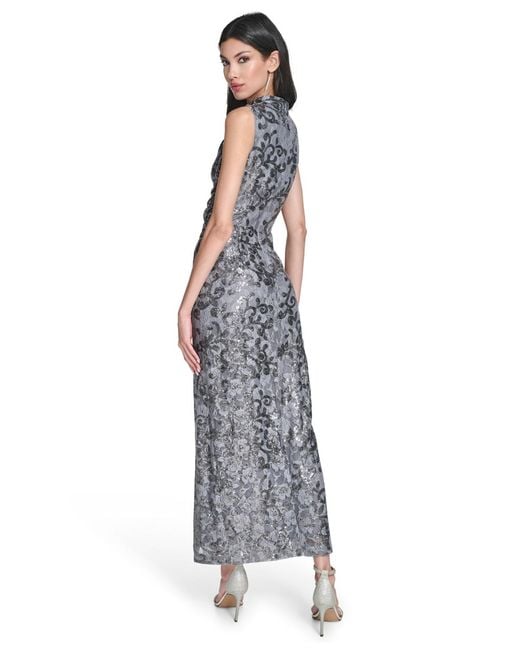 Vince Camuto Petite Cowl Neck Sequin Lace Dress in Blue | Lyst Vince Camuto Petite Cowl Neck Sequin Lace Dress in Blue | Lyst