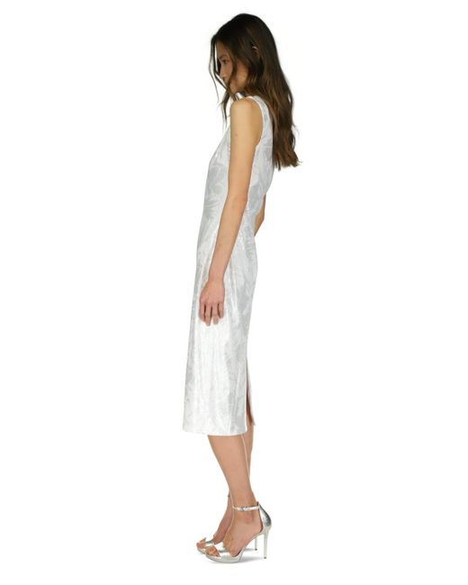 Michael Kors White Michael Sequined Sleeveless Midi Dress