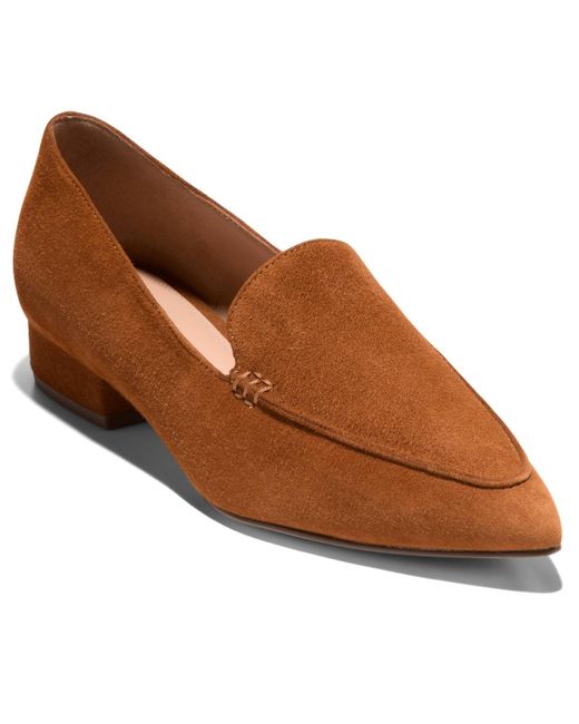 Cole Haan Women's Brown Valantina Pointed Toe Block Heel Loafers
