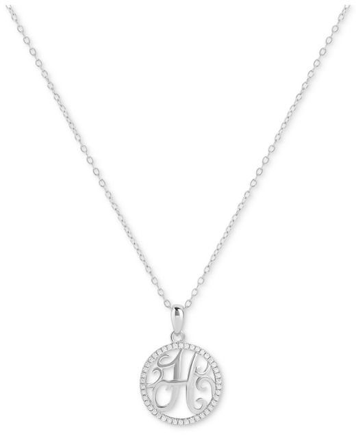 Giani Bernini White Cubic Zirconia Filigree Initial H Monogram 18" Pendant Necklace