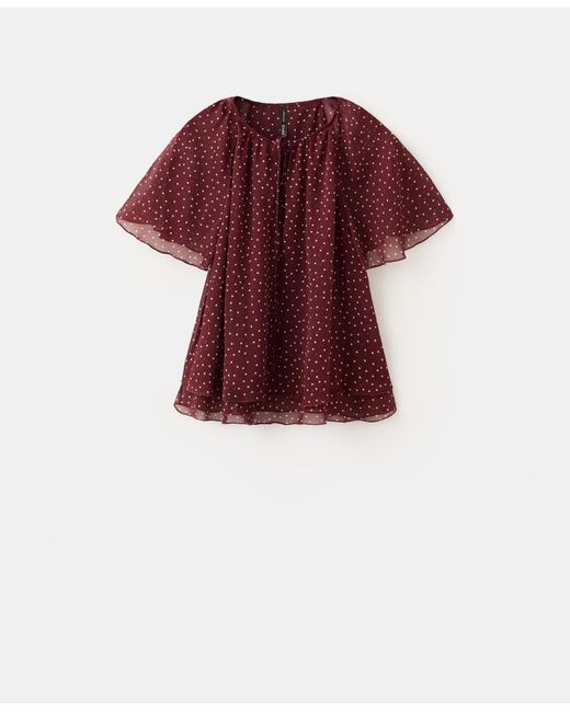 Mango Red Bow Polka-dot Blouse