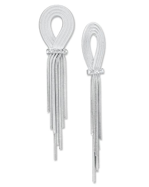 INC International Concepts White Pave Looped Chain Statement Earrings