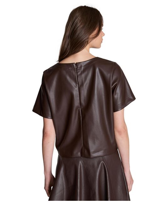 Kenneth Cole Brown Polyester-blend Crop Pullover