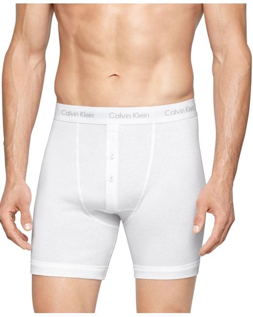 Calvin Klein White Button-fly Boxer Briefs, 3 Pack Nb1120 for men