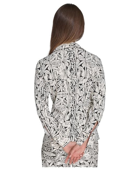 Halston Heritage White Printed Button-front Shirt