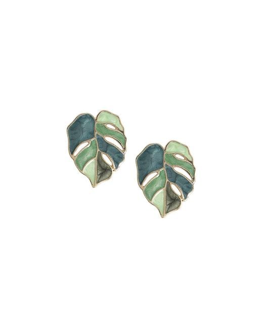 SOH Green Leaf Stud Earrings