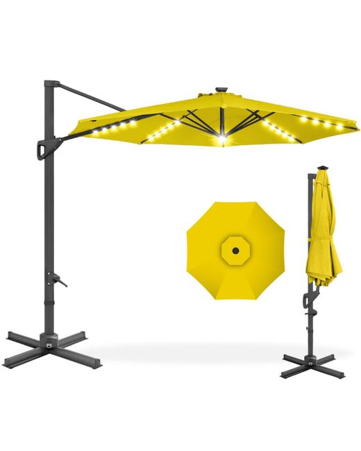 Best Choice Products Yellow 10ft 360-degree Solar Led Lit Cantilever Patio Umbrella