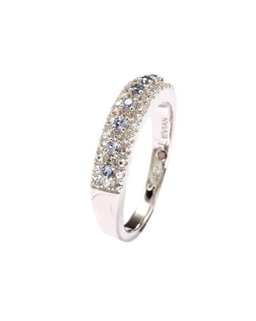 SUZY LEVIAN NEW YORK Suzy Levian Sterling Silver Sapphire & Created White Sapphire Color-pop Half Band Ring
