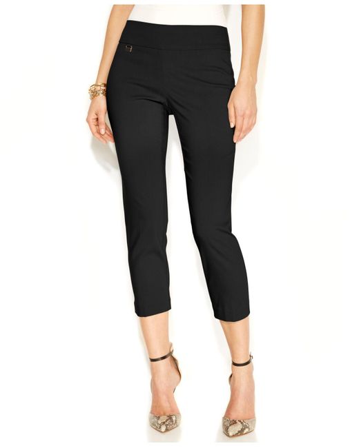 Alfani Synthetic Skinny Pull-on Capri Pants in Black - Lyst