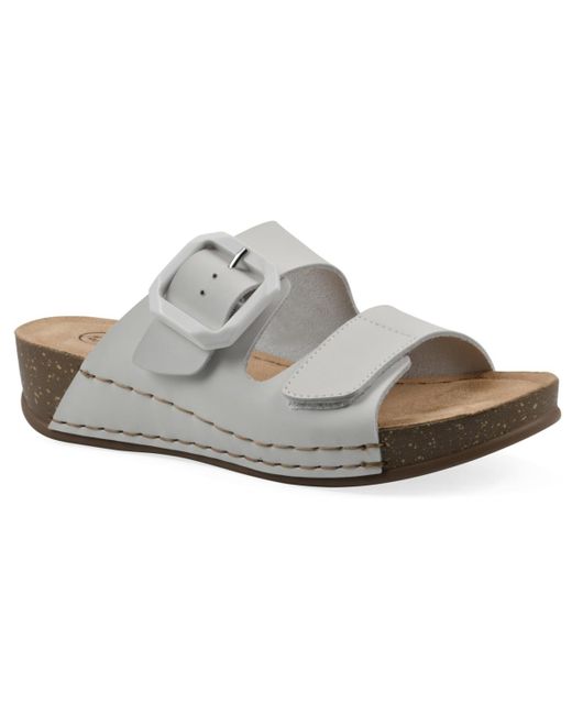 White Mountain Gray Fearful Slip-on Wedge Sandals