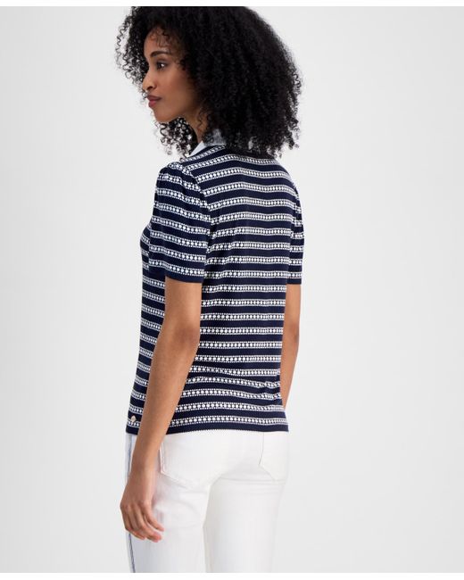 Tommy Hilfiger Blue Dot-stripe Polo Shirt