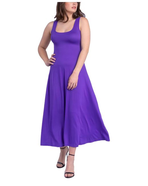 24seven Comfort Apparel Purple Relaxed Sleeveless Tunic A-line Long Dress