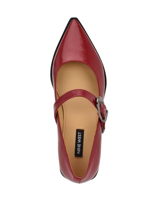 Nine West Red Katrel Mary Jane Pointy Toe Flats