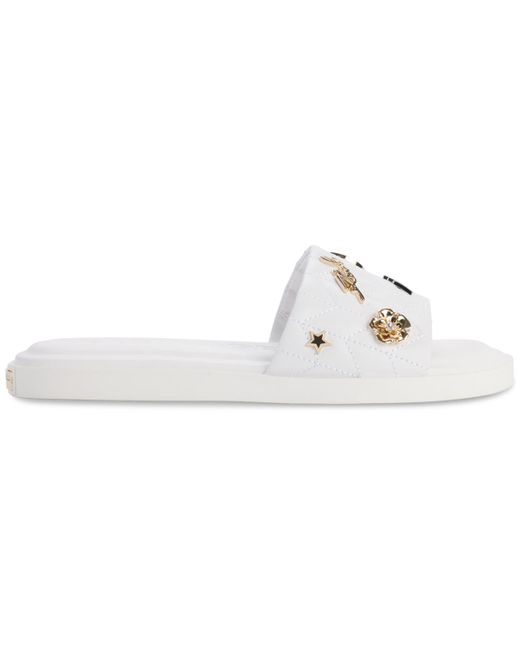 Karl Lagerfeld White Carenza Pins Flat Slide Sandals