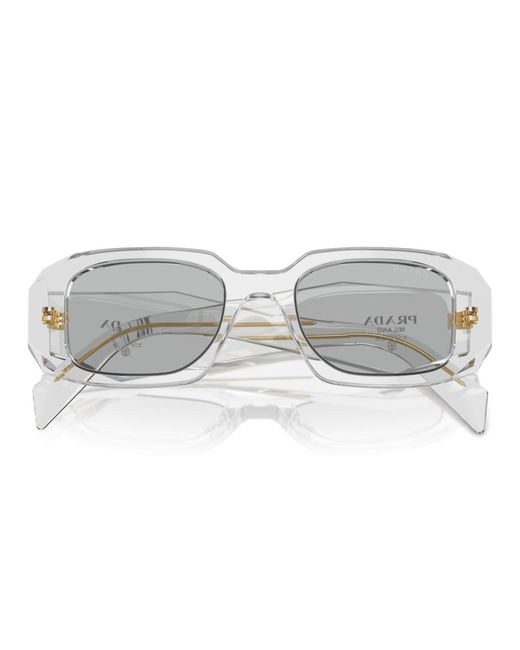 Prada White Symbole Rectangular Sunglasses
