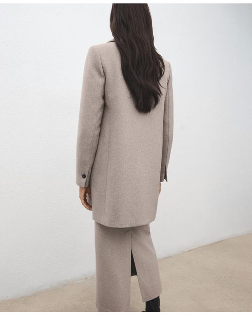 Mango Natural Double-breasted Wool Coat