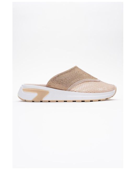 Prologue Shoes White Glea Mesh Rhinestone Mules ()