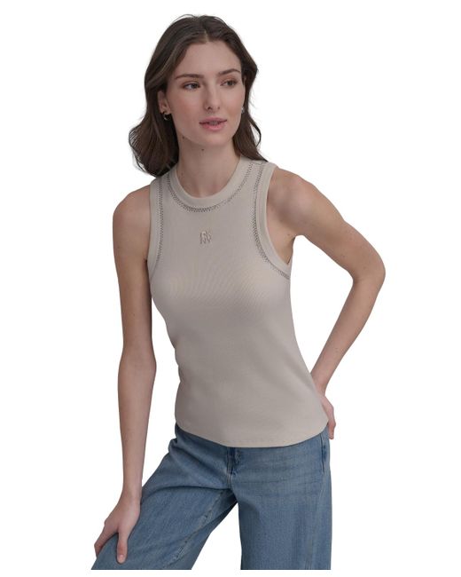 DKNY Gray Studded Crewneck Tank