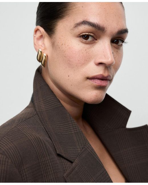 Mango Gray Double-breasted Check Suit Jacket