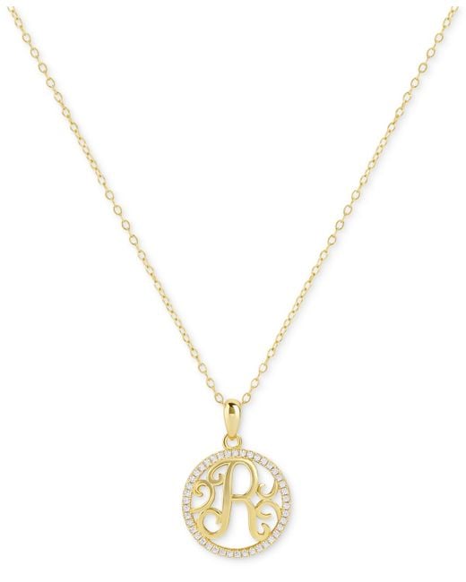 Giani Bernini Metallic Cubic Zirconia Pave Monogram R Pendant 18" Necklace