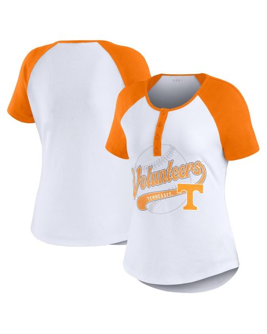 WEAR by Erin Andrews Blue Tennessee Volunteers Baseball Logo Raglan Henley T-shirt