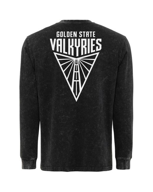 Sportiqe Black And Golden State Valkyries Rock Roll Collection Bono Mineral Wash Premium Long Sleeve T-shirt