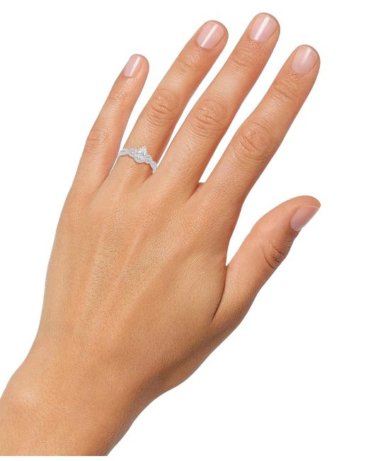 Macy's White Diamond Pear Halo Twist Engagement Ring (3/4 Ct. T.w.