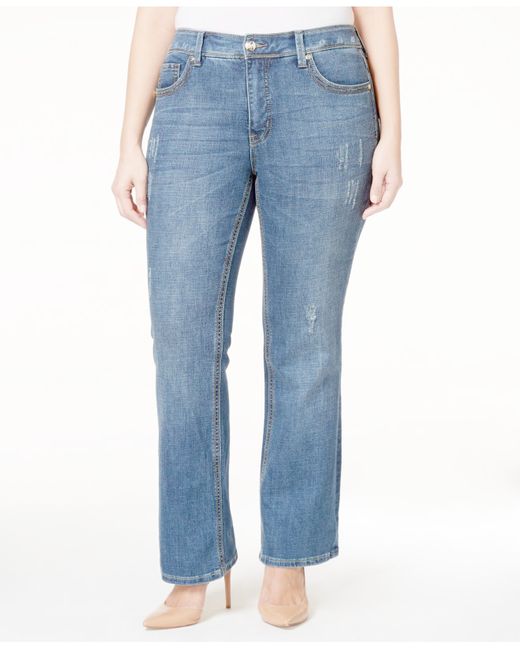7 For All Mankind Melissa Mccarthy Seven7 Plus Size Decoy Wash Ripped  Bootcut Jeans in Blue | Lyst
