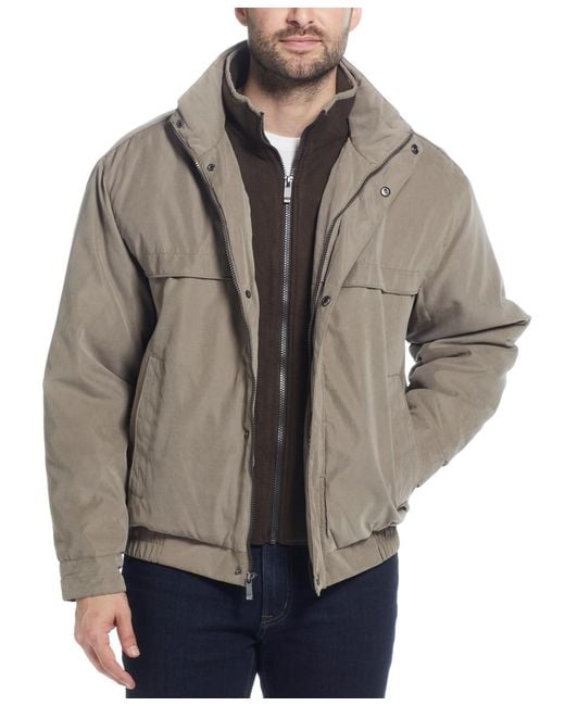 Weatherproof Gray Microfiber Poly Filled Bomber Jacket for men