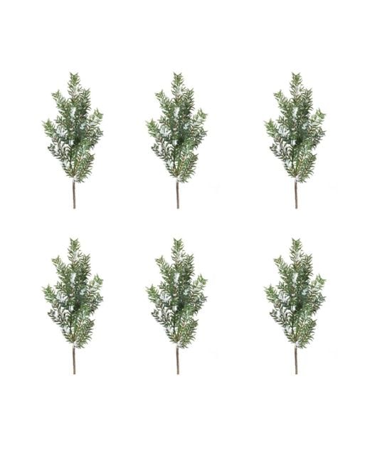 Slickblue Green Set Of 6 Snow Pine Sprays For Seasonal Decoration