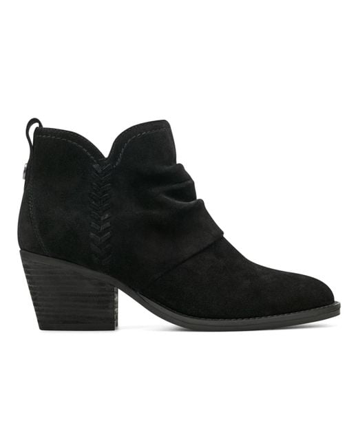 Earth Black Chandy Ruched Block Heel Booties