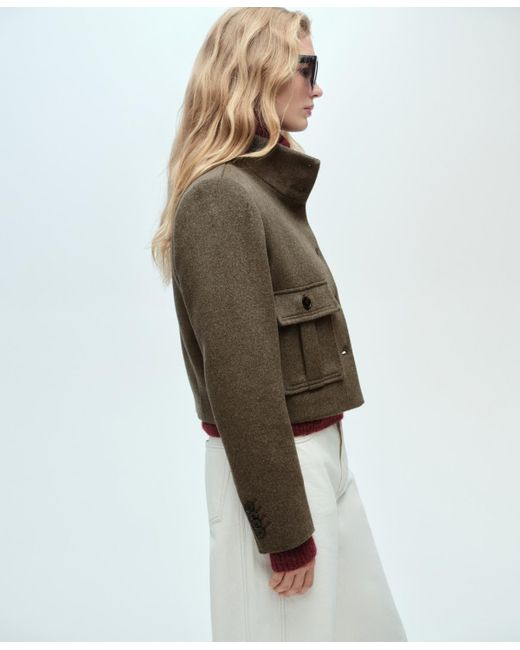 Mango Brown Pockets Detail Wool Blend Jacket