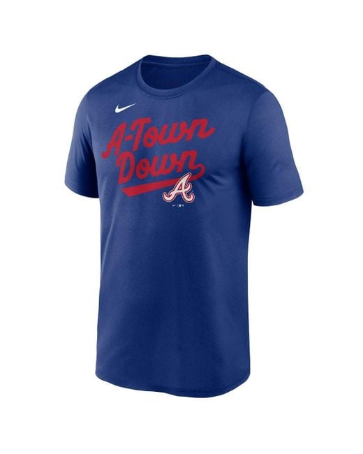 Nike Blue Atlanta Braves 2025 City Connect Team Phrase Script Legend Performance T-shirt for men