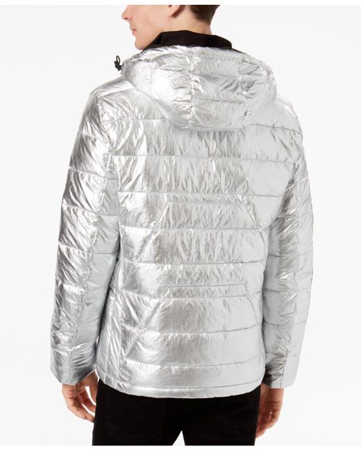 Puffer Jacket in Silver (Metallic 