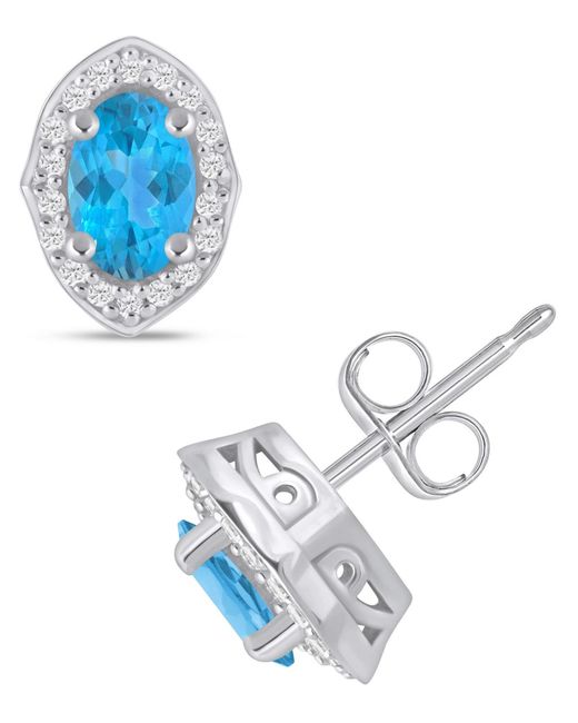 Macy's Blue Gemstone And Diamond ((1/5 Ct. T.w.