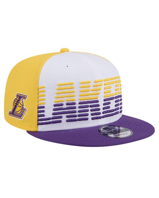 KTZ Blue White/purple Los Angeles Lakers Throwback Gradient Tech Font 9fifty Snapback Hat for men
