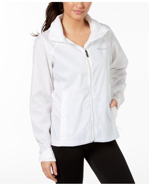 Columbia Synthetic Switchback Waterproof Packable Rain Jacket in White Lyst