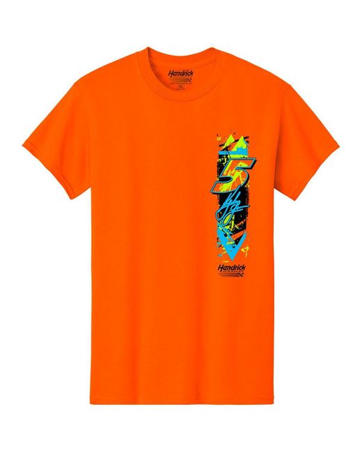 Hendrick Motorsports Team Collection Orange Kyle Larson Neon Name Number T-shirt for men