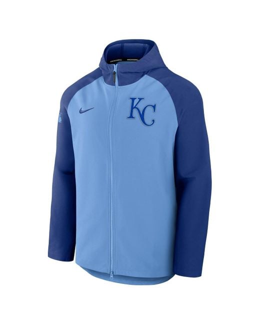 Nike Light Blue/royal Kansas City Royals Authentic Collection Raglan Performance Full-zip Jacket for men