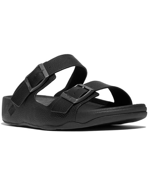 Fitflop Black Gogh Moc Buckle Tumbled Leather Slides for men