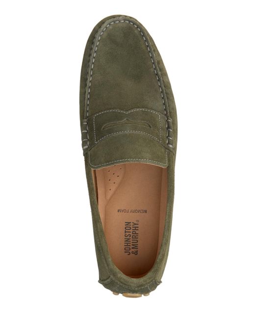 Johnston & Murphy Green Athens Penny Loafers for men