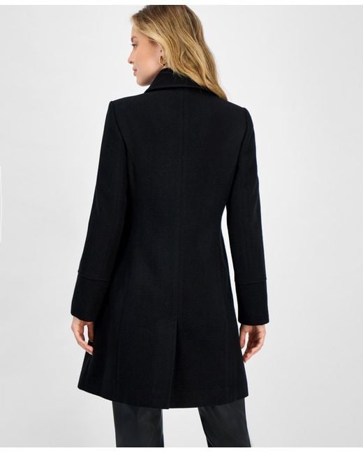 Cece Black Button-front Coat