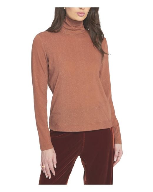Elle Collection Red Knit Turtleneck Top Solid