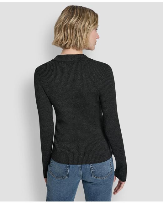 DKNY Black Ribbed Long-sleeve Sweater