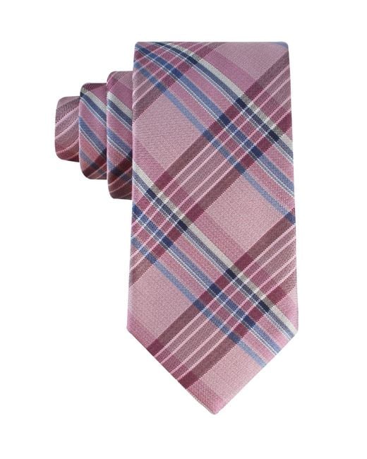 Tommy Hilfiger Purple Plaid Pattern Tie for men