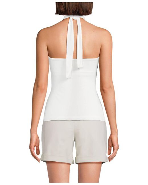 Lands' End White Slender Twist Front Halter Top