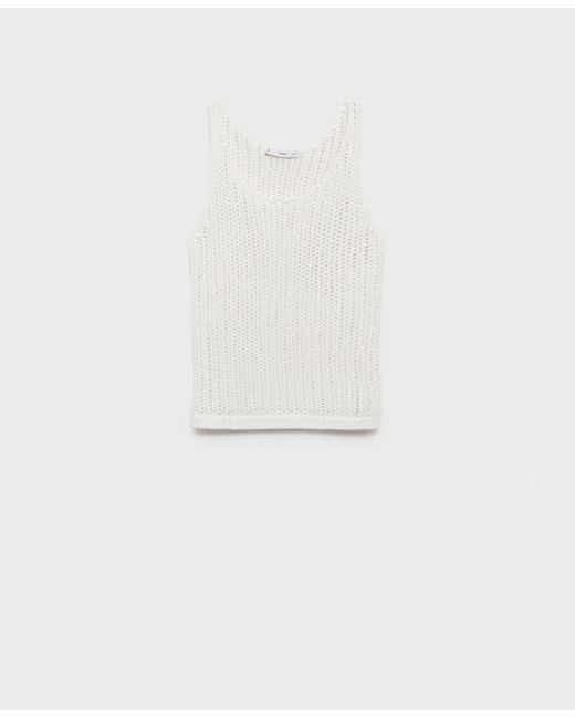 Mango White Straps Crochet Top