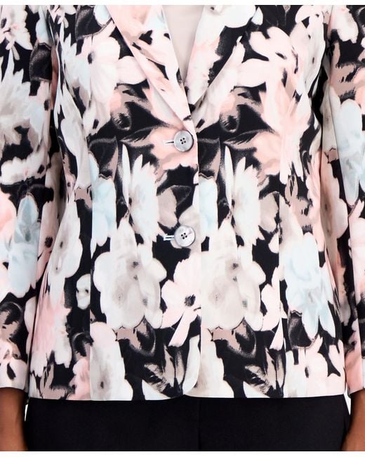 Kasper White Printed Two-button Blazer