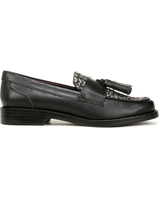 Franco Sarto Black Lucia Round Toe Low Profile Tassel Loafers
